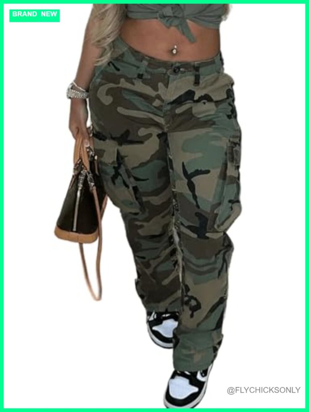 Women's Plus Size Cargo Camo Pants High Waist Slim Fit Jogger Sweatpants with